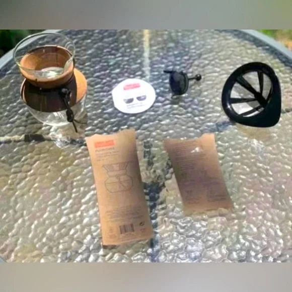 17oz Pour Over Glass Coffee Brewer with Cork Sleeve and Leather Tie $13 - Picture 2 of 3